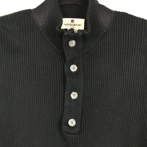 Woolrich | Sweaters | Woolrich Half Zip Black Sweater Ribbed Cotton ...